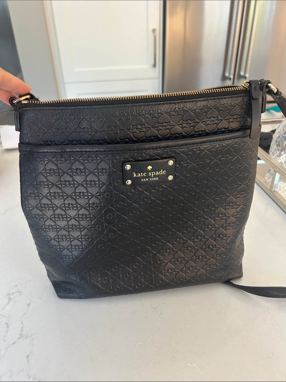 kate spade Black Embossed Leather Crossbody Bag